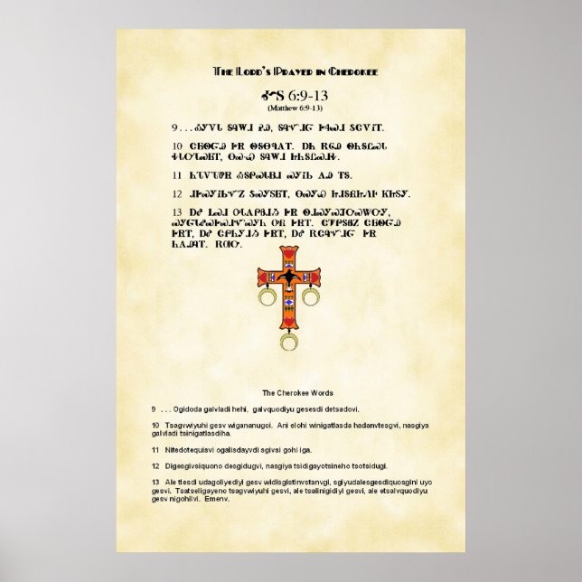 Cherokee Lord's Prayer Poster (Front)