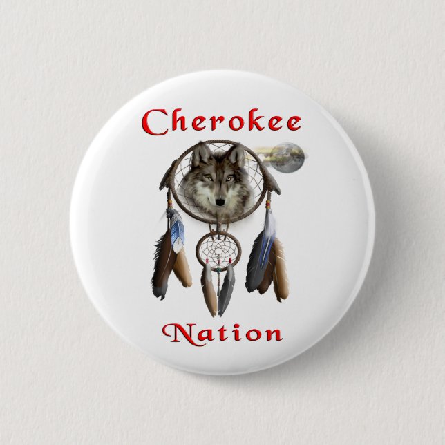 Cherokee nation 6 cm round badge (Front)