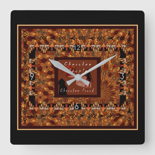 Cherokee Nation Square Wall Clock (Front)