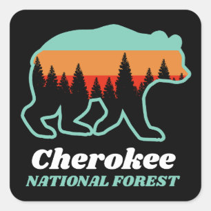 Cherokee National Forest Bear Retro Vintage Square Sticker