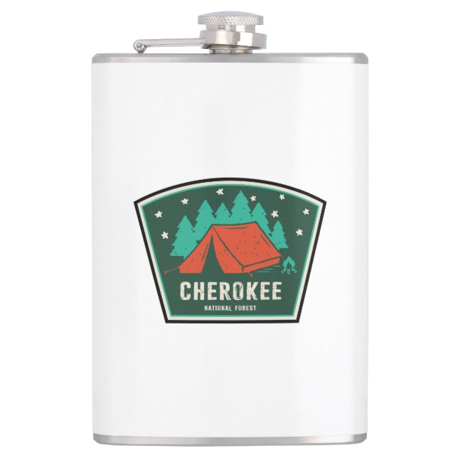 Cherokee National Forest Camping Hip Flask (Front)