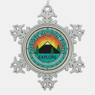 Cherokee National Forest Tennessee Snowflake Pewter Christmas Ornament