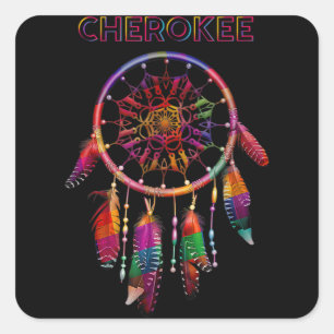 Cherokee Native American Indian Colourful Dreamcat Square Sticker