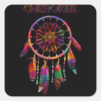 Cherokee Native American Indian Colourful Dreamcat Square Sticker