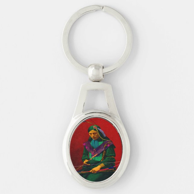 Cherokee Native American Pop Art Key Ring (Front)