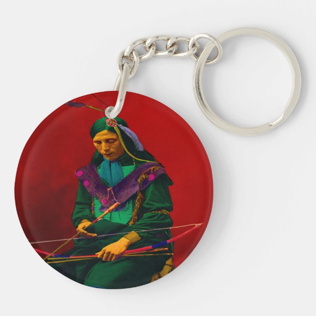 Cherokee Native American Pop Art Key Ring (Back)