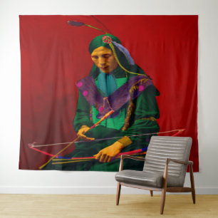 Cherokee Native American Pop Art Tapestry