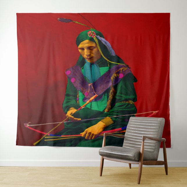 Cherokee Native American Pop Art Tapestry (In Situ (Horizontal))