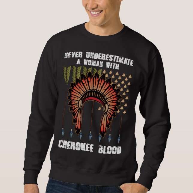 Cherokee Pride Feathers Native American Sweatshirt (Front)