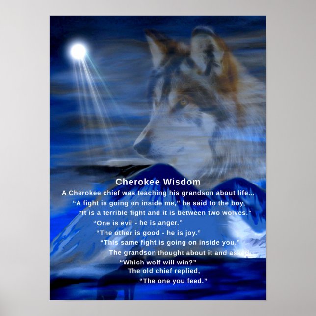 Cherokee Wisdom Two Wolves Poster (Front)