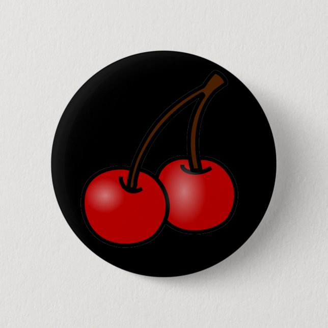 CHERRIES! 6 CM ROUND BADGE (Front)