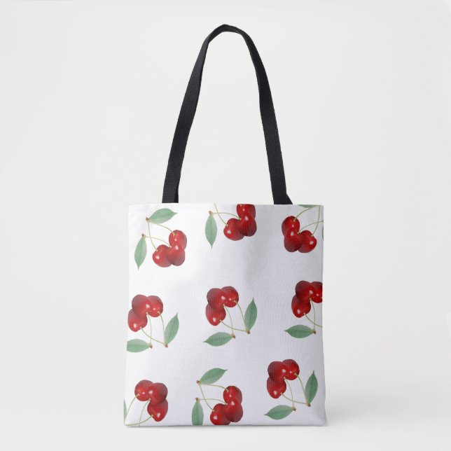 Cherries All Over Print Tote Bag (Front)