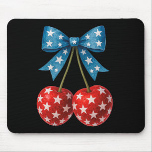 Cherries American Flag Coquette Bow Cherry 4th Of Mouse Pad