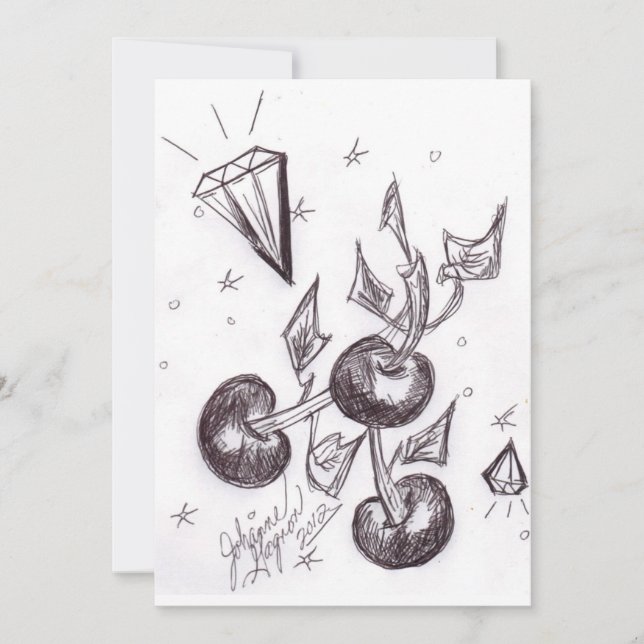 Cherries and Diamonds Invitation Card (Front)