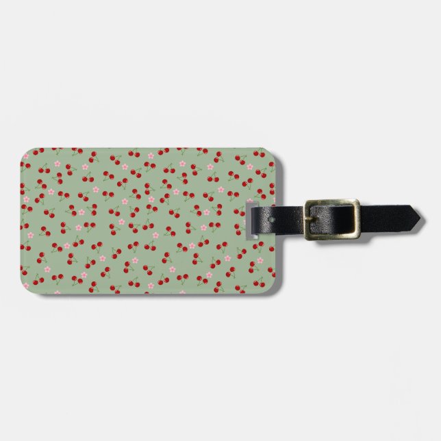 Cherries And Flowers Luggage Tag (Front Horizontal)