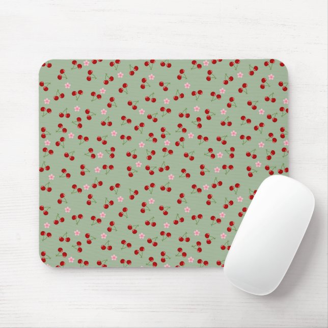 Cherries And Flowers Mouse Pad (With Mouse)