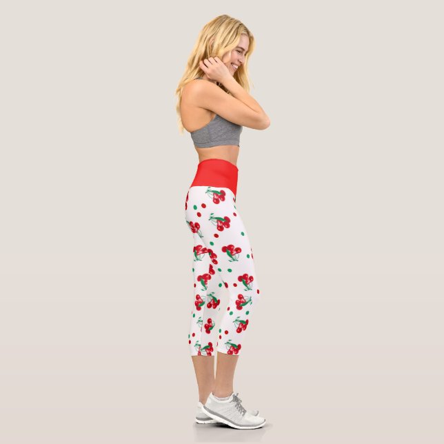 Cherries And Polka Dots Capri Leggings (Right)