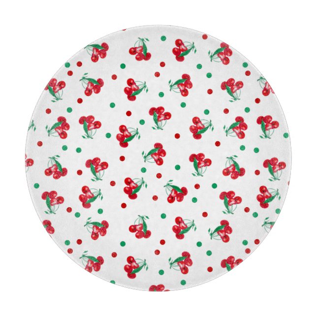 Cherries And Polka Dots Cutting Board (Front)