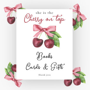Cherries baby shower Books cards and gifts Poster