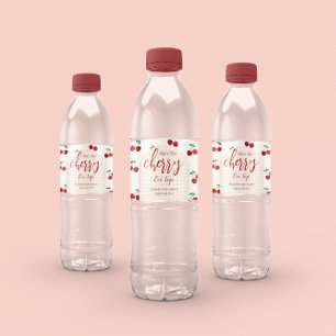 Cherries Baby Shower Water Bottle Label