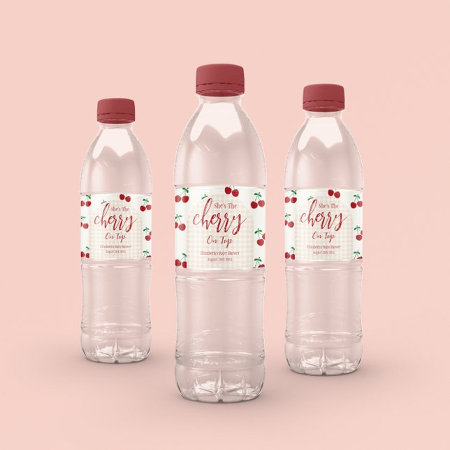 Cherries Baby Shower Water Bottle Label (Creator Uploaded)