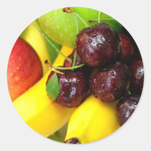 Cherries Bananas And Apples Classic Round Sticker