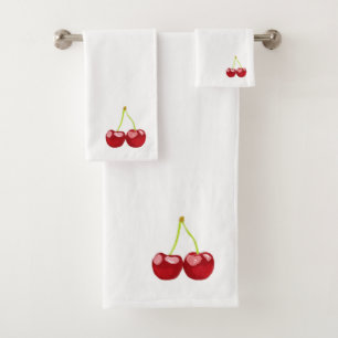 cherries bath towel set