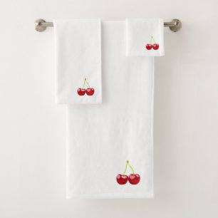cherries bath towel set