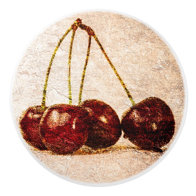 Cherries Ceramic Knob (Front)