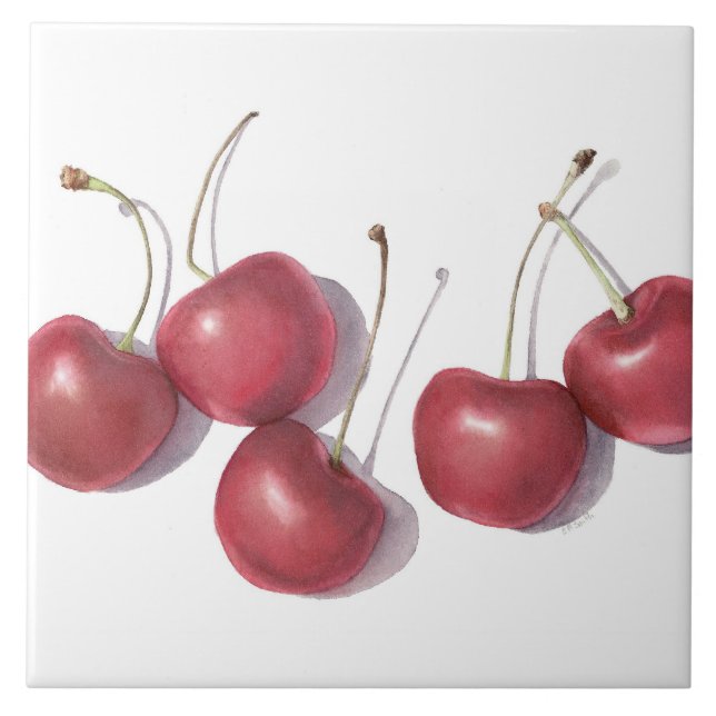Cherries Ceramic Tile (Front)