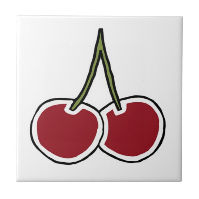 Cherries Ceramic Tile (Front)