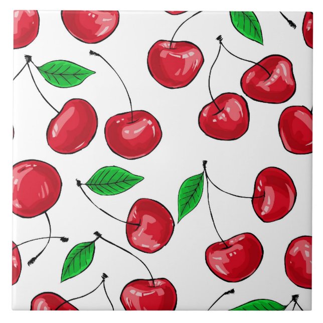 Cherries Ceramic Tile (Front)