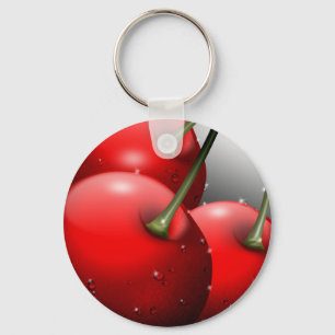 Cherries Close Up with Dew Keychain