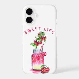 Cherries Cool Drink Fruits iPhone Case - Your Text