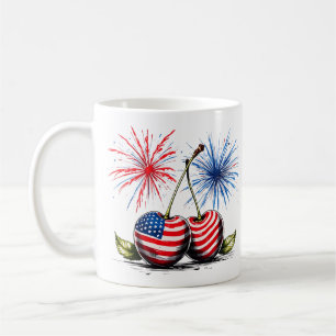 Cherries Fourth of July, Patriotic Tee Coffee Mug