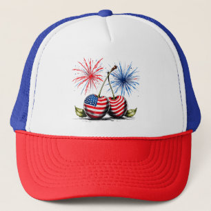 Cherries Fourth of July T-shirt, Patriotic Tee Trucker Hat