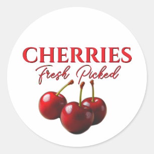 Cherries fresh picked classic round sticker