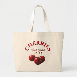 Cherries fresh picked large tote bag