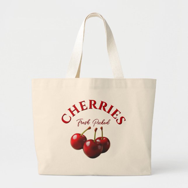 Cherries fresh picked  large tote bag (Front)