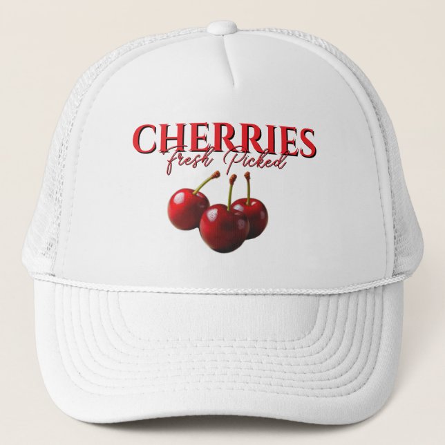 Cherries fresh picked  trucker hat (Front)