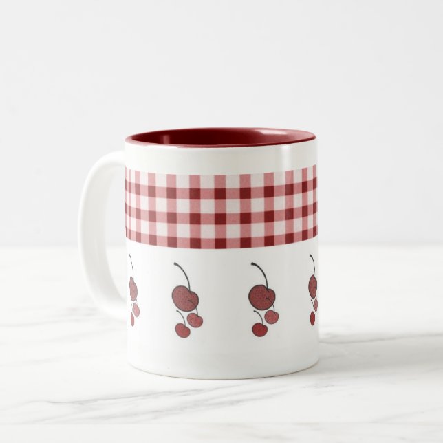 Cherries & Gingham Mug (Front Left)