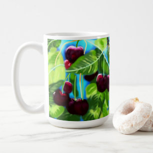 Cherries Hanging From Branches Cherry Red Green Coffee Mug