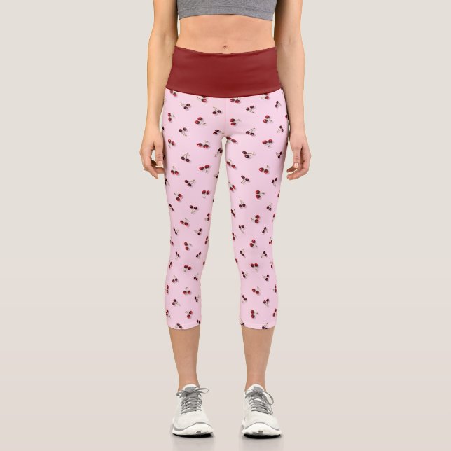 Cherries High Waisted Capris Leggings (Front)