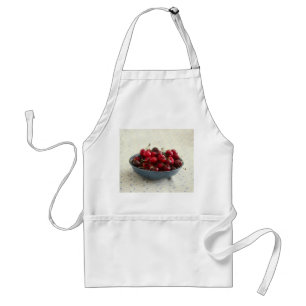 Cherries in a blue bowl  standard apron