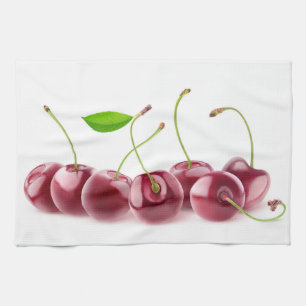 Cherries in a row tea towel