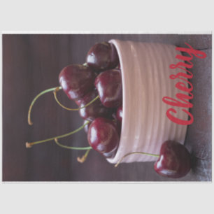 Cherries in pink bowl for fruit lover tissue paper