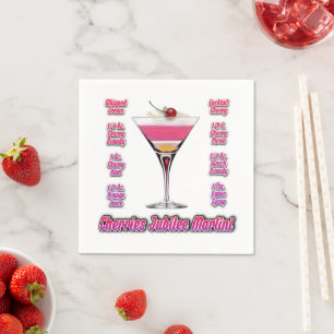 Cherries Jubilee Martini Cocktail Recipe Art Napkin
