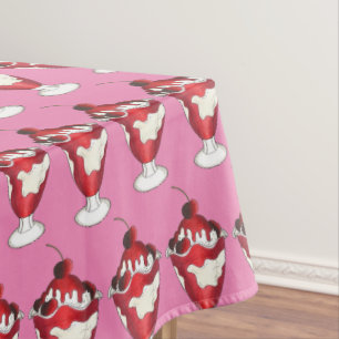 Cherries Jubilee Sundae Ice Cream Social Party Tablecloth