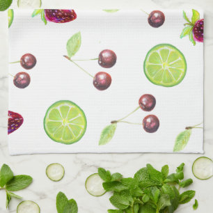 Cherries Limes Strawberries Tea Towel