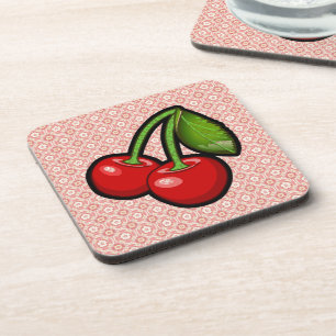 Cherries on Flower Coaster